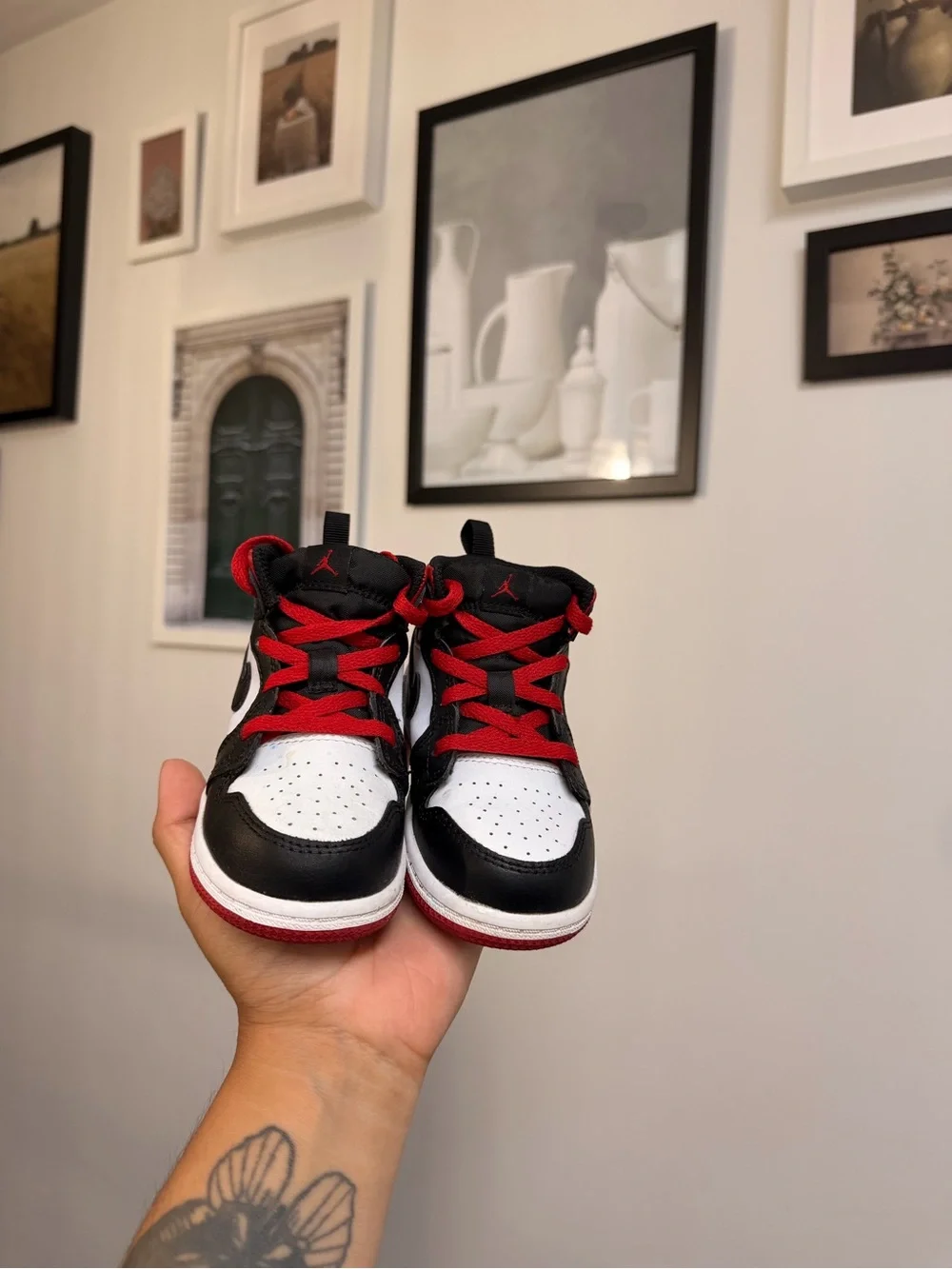 Nike Kids Black/White/Red Jordan Low-Top Sneakers